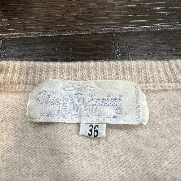 OLEG Cassini angora lana checkered vest with ribbed edging, size 36 or small. - Picture 8 of 8